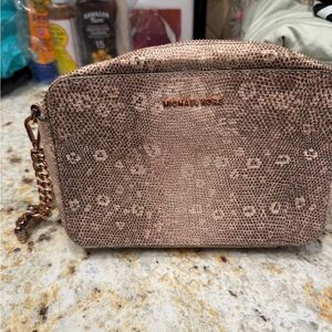 Michael Kors Brown Cosmetic Bag with Metallic Finish